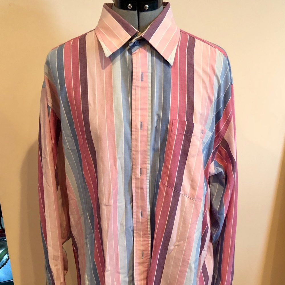 Raider button shirt cufflink XL pink stripe